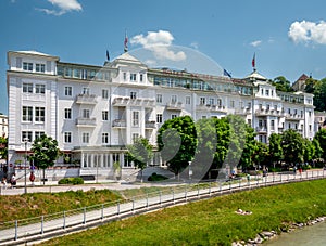 View of the Salzburgâs deluxe Hotel Sacher Salzburg